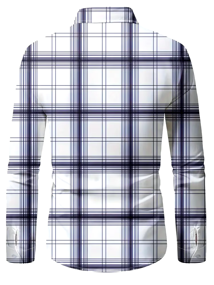 Men's Plaid Business Long Sleeve Shirt