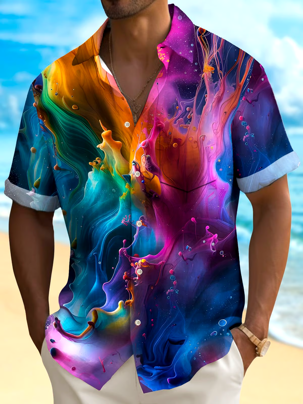 Men's Casual Vacation Hawaiian Print Shirt