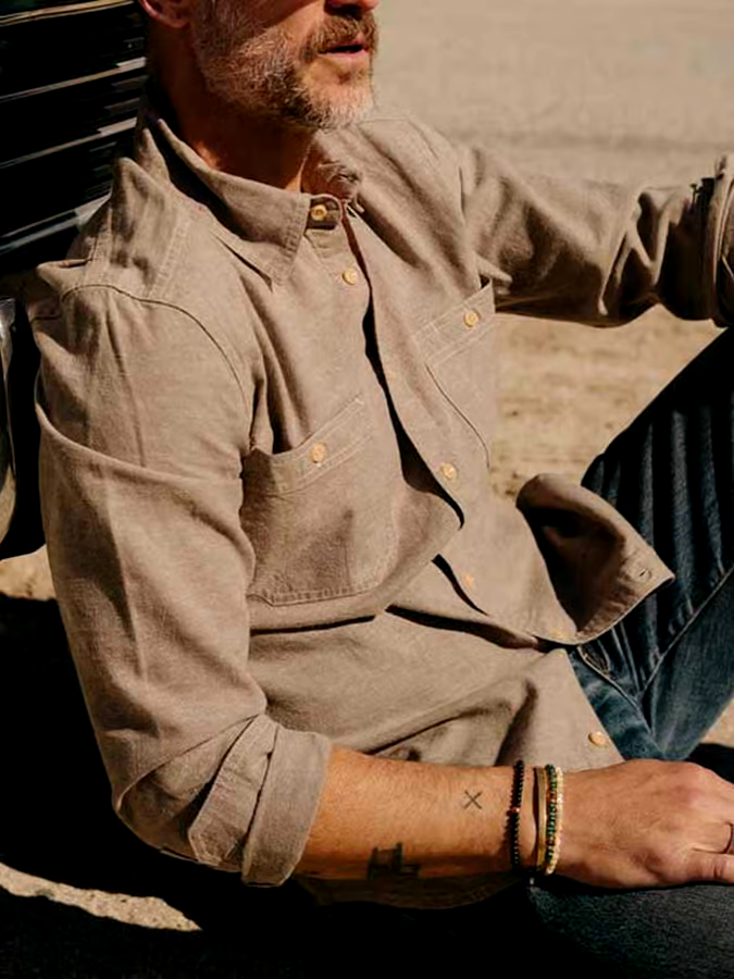 Men's Casual American Retro Work Shirt