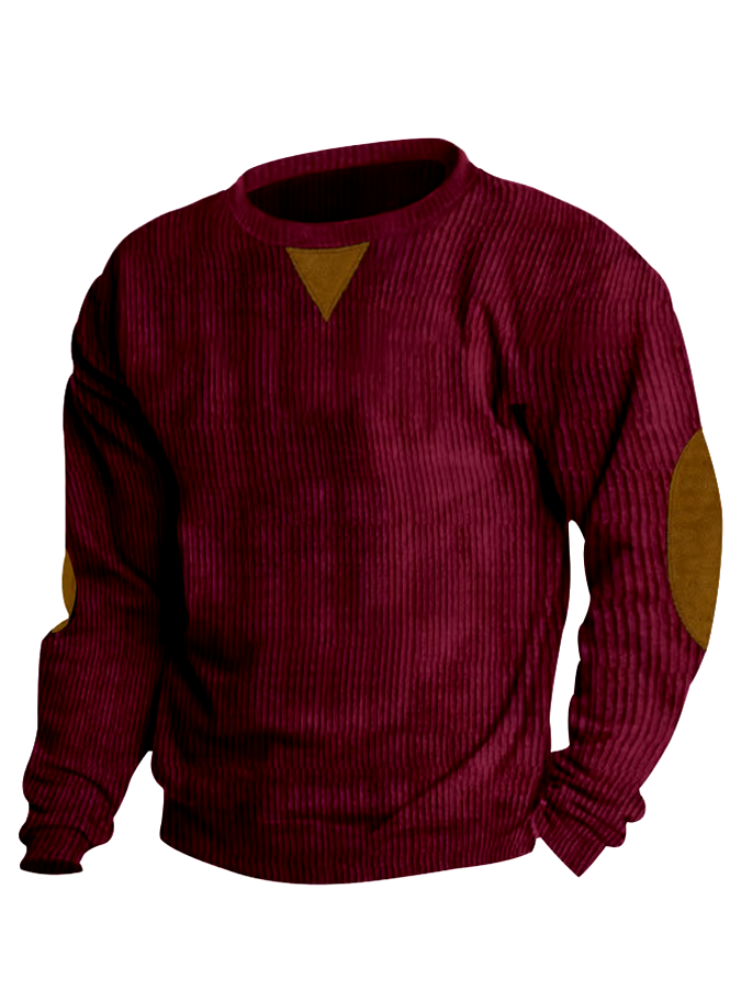Men's Corduroy Round Neck Long Sleeve Casual Sweatshirt