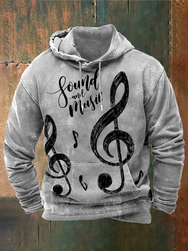Men's Retro Music Notes Hoodie