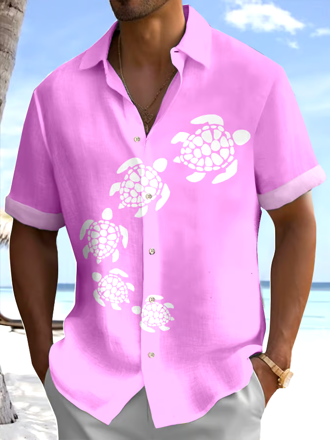Men's Turtle Printed Casual Resort Shirt