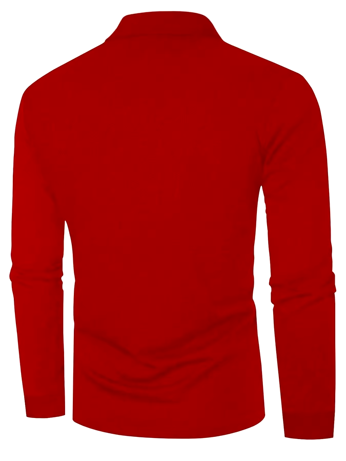 Men's Striped Business Casual Long Sleeve Polo Shirt