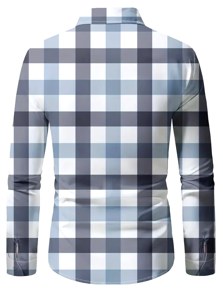 Men's Plaid Business Long Sleeve Shirt